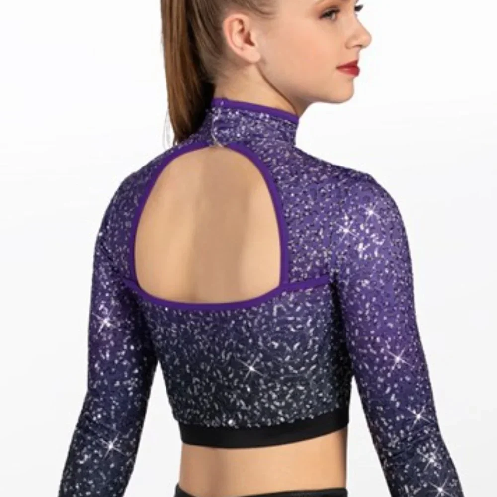 💜 Balera Performance Crop Top – Ombre Sequin (Child Medium)